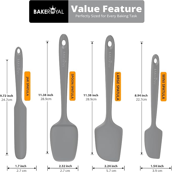 BakeRoyal Silicone Spatulas Set - Gray