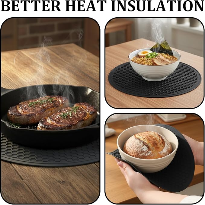 Heat Resistant Multifunctional Silicone Microwave Mat, 10 Inch Round Non-Slip Trivet, Heat Resistant Non Slip Trivet for Kitchen Hot Plate Bowl Mug Hot Pot Holder, Dishwasher Safe
