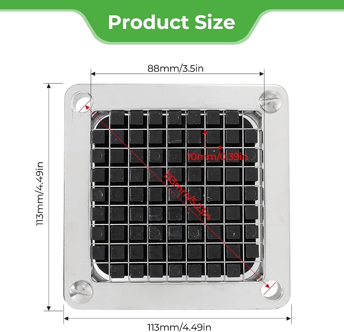 Replacement Chopper Blade Commercial Vegetable Chopper Dicer Stainless Steel Blade for Fruit Cutting Machine Tomato French Fries Cutter (3/8″ Blade)