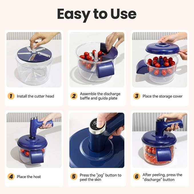 Electric Grape Garlic Peeler Machine, Automatic Fruit Peelers for Cherry Tomato, Electric Peeling Skin Remover Tool for Small Fruits, Rechargeable, Essential Gadget for Home Kitchen