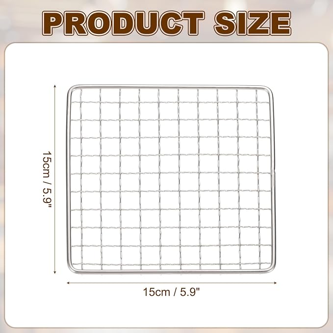 uxcell Cooling Racks, 5.9" x 5.9" Stainless Steel Barbecue BBQ Grill Net Mesh Rack Grate for Cooking, Roasting, Grilling, Oven & Dishwasher Safe, Silver