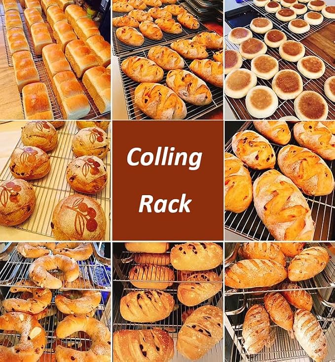 2 Pack CoolingRack, 12.2"x7.9" Heavy Duty Stainless Steel Baking Cookie Cooling Rack Oven Safe Wire Rack for Oven Safe Cooking Grilling (2 Pack)