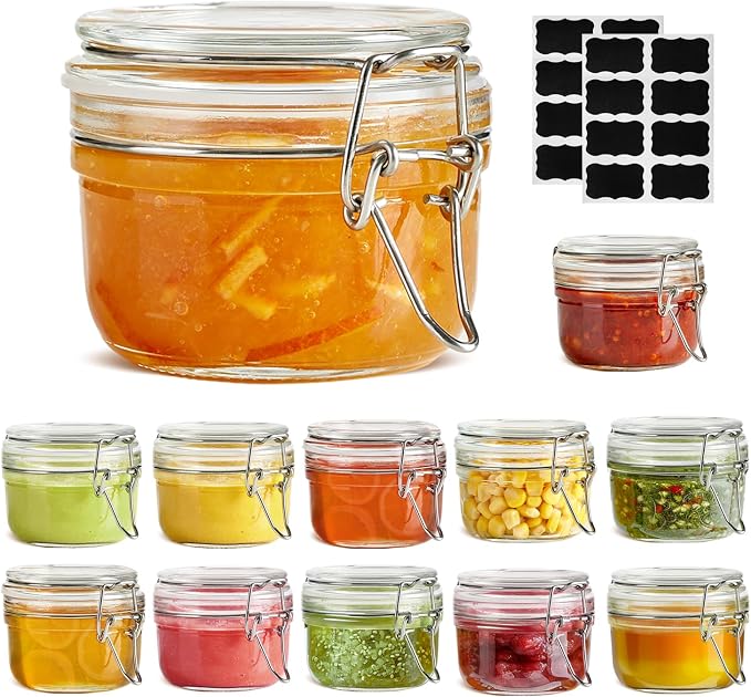 ComSaf Small Glass Spice Jars with Airtight Lids 4 oz 12 Pack Mason Pantry | Seasoning herbs powders, Salt pepper chili, Spice rack cabinet organization, Wedding favors, DIY crafts