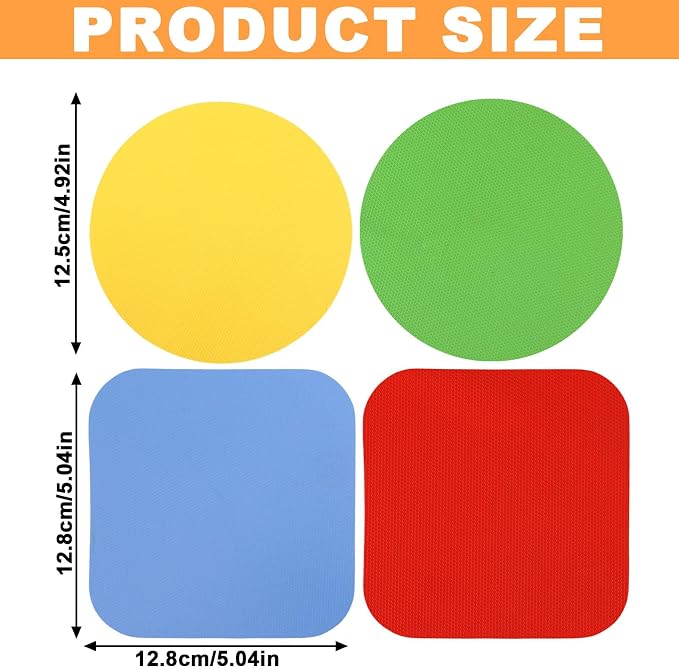 LUTER 4pcs Jar Opener Gripper Pad for Seniors with Weak Hands, Rubber | Multi-function Silicone Bottle Opener Lid Cap Rubber Gripper Pads Kitchen Coasters Gadgets, Yellow, Green, Blue, Red