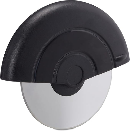 Relaxdays Pizza Cutter Premium Stainless Steel Gastro Wheel Blade Guard Round Dishwasher Safe Black Standard