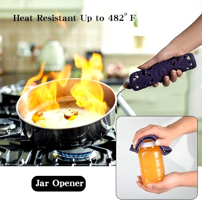 Silicone Trivet Mat,Set of 3 Heat Resistant Trivet for Hot Dishes Trivets for Hots Pots and Pans,Trivet Flexible Non Slip Potholder Hot Pads for Kitchen-Violet,A004V