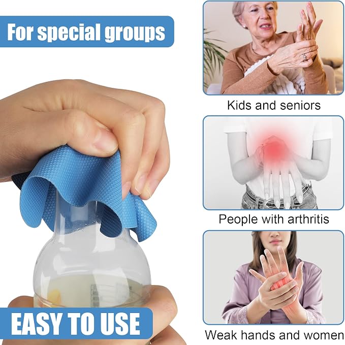 LUTER 4pcs Jar Opener Gripper Pad for Seniors with Weak Hands, Rubber | Multi-function Silicone Bottle Opener Lid Cap Rubber Gripper Pads Kitchen Coasters Gadgets, Purple, Blue