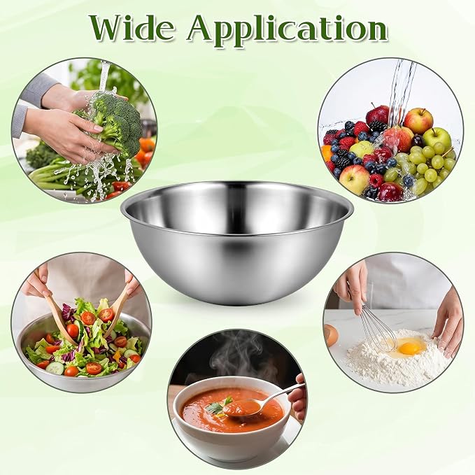 Mixing Bowl Set of 6, Stainless Steel Mixing Bowl, Space-Saving Nesting Metal MixingBowls, Nesting Whisking Bowls For Cooking, Serving, Food/Salad Prep, Baking, Serving