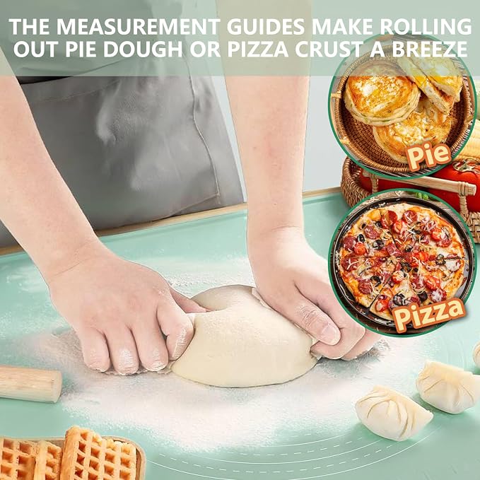 Silicone Mats for Baking 26" x 18" Pastry Mat with Measurements Extra Thick Baking Mat for Rolling Out Dough,Bread,Pie,Cookies,Sourdough,Pizza and fondant,Food Grade Dough Mat