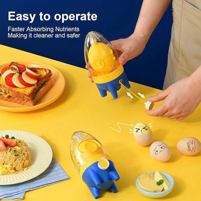 Egg Scrambler Shaker, Yolk Mixer, Portable Golden Egg Maker, Manual Egg Shaker, Egg Spinner Scrambler, Egg White and Yolk Spinning Mixer with Pull Rope to Make Hard Boiled Golden Eggs