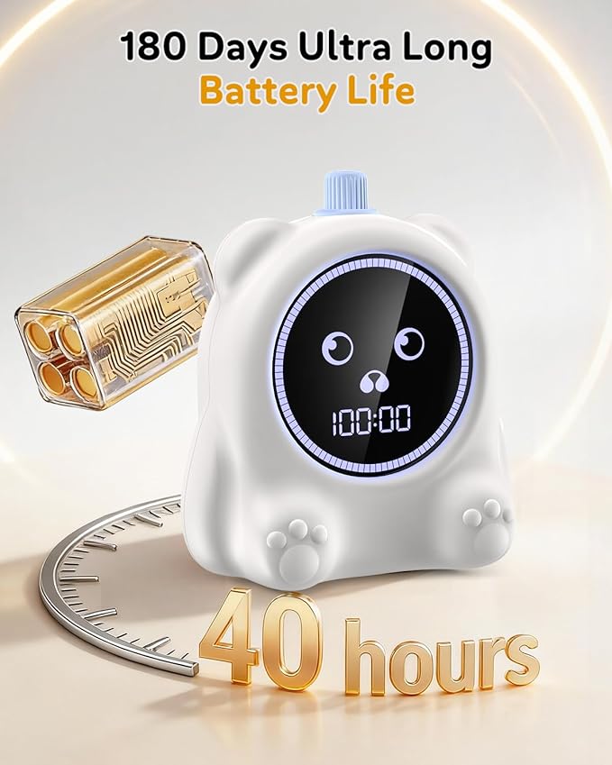 Visual Timer for Kids, 100 Min, Rechargeable Countdown Timers, Adjustable Sound Alert, Adjustable Brightness, Productivity Timers for ADHD, Silent Operation, Desk Time Management Tool for Toddler
