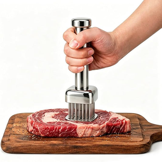 28-Needle Meat Tenderizer Tool, 304 Stainless Steel Steak Tenderizer | with Safety Guard & Cleaning Brush, Dishwasher Safe Kitchen Gadget for Faster Marinade & Grilling