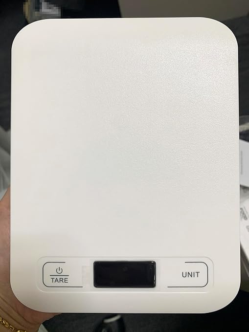 Digital Shipping Scale,Stainless Steel Panel, Accurate Portable Postal Scale for Packages, Small Business,Kitchen, Food, Handmade, Liquids, and Boutique (White Battery(5kg/1g))