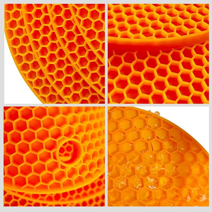 7-Inch Round Silicone Trivet Mats - 4-Pack Non-Slip Heat Resistant Hot Pads for Kitchen Countertops, Pots and Pans (Orange)