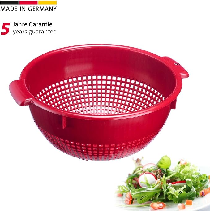 Westmark 2126221R Colander/Strainer with Recessed Handles and Attached Snaps, Plastic, Red