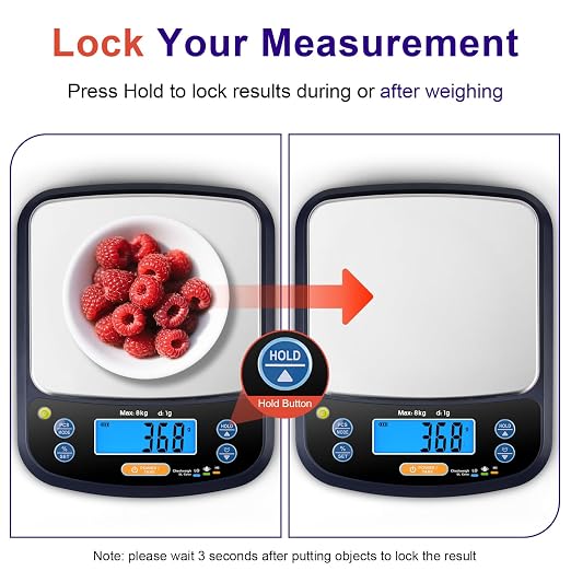 THINKSCALE Digital Kitchen Scale, 11lb/5kg Food Scale with Bowl, Digital Grams and Ounces for Weight Loss, Dieting, Baking, Cooking, and Meal Prep, Backlit Display