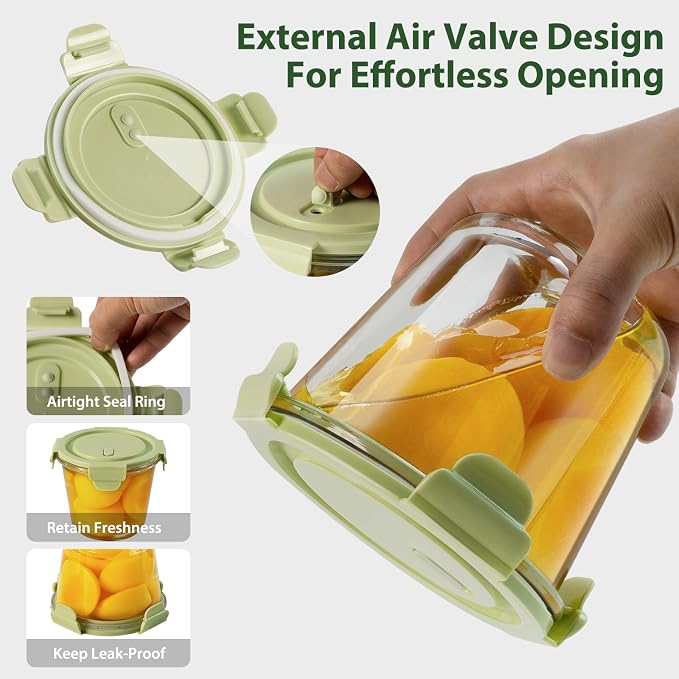 3Cup/23oz Glass Meal Prep Containers with Vented Lids, 6 PACK | Airtight丨Heat-Resistant丨BPA-Free丨Lunch Soup Leftover Food Storage丨Microwave Oven Dishwasher Freezer Safe丨Round