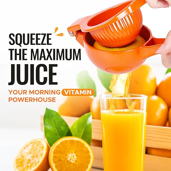 Zulay Kitchen Premium Metal Orange Squeezer – Heavy-Duty Manual Citrus Juicer for Maximum Juice Extraction – Ergonomic, Easy to Clean, Dishwasher Safe (Orange)