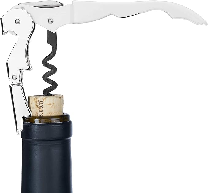 True Truetap Double Hinged Waiter's Corkscrew Wine Opener, Stainless Steel Wine Bottle Opener with Built In Foil Cutter, Home Bar Tools, Bar Cart Accessories, Wedding Gifts, Set of 1, White