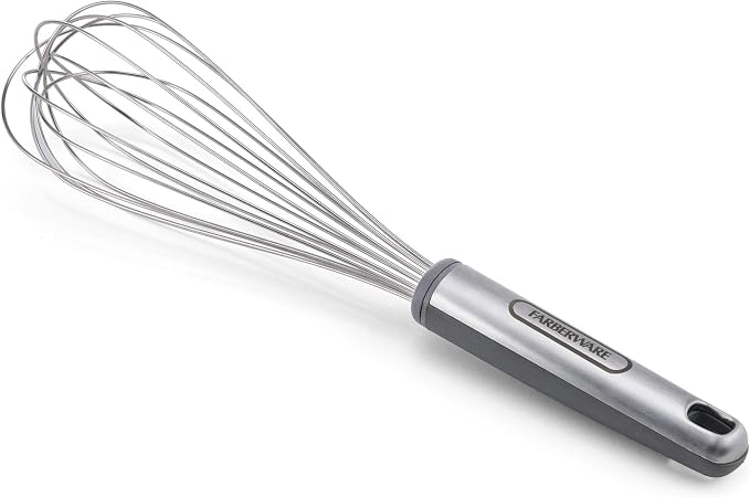 Farberware Pro Stainless Steel Whisk, 13.25 Inches - Soft Grip Handle for Beating Eggs, Whipping Cream, Blending Batters and Sauces, Dishwasher Safe Kitchen Utensil