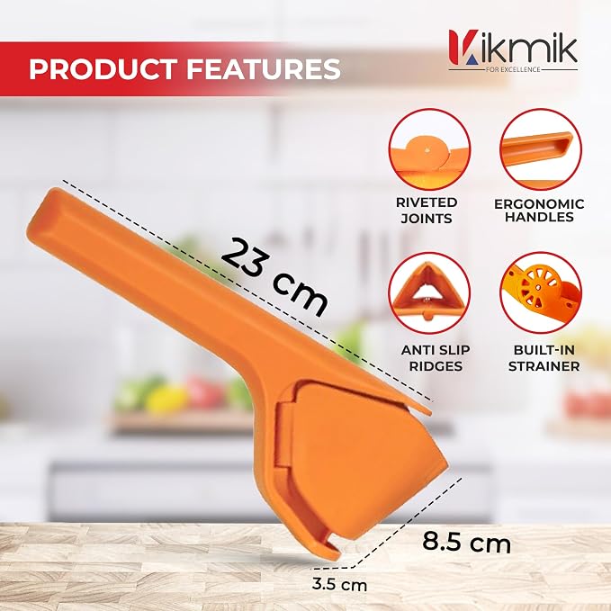 Lemon Squeezer - CitrusEase Foldable Hand Juicer: Effortless Juicing with Space-Saving Ergonomics Design – Manual Lemon Juicer with Sideways Pivot for Maximum Juice Yield- (Orange)