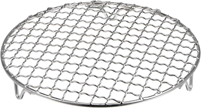 HARFINGTON Round Cooking Rack 7-inch 201 Stainless Steel Cross Wire Barbecue Grill Net with 20mm Legs for Cooking Baking Steaming BBQ
