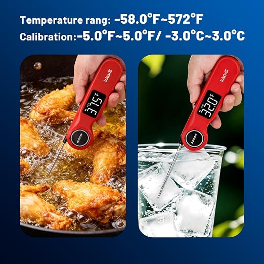 Professional Meat Thermometer Digital 0.5s Instant Read Thermometer ±0.5°F Accuracy, 1.42" Backlit Display Waterproof Cooking Thermometer, Food Thermometer for BBQ Cooking, Candy, Back Magnet