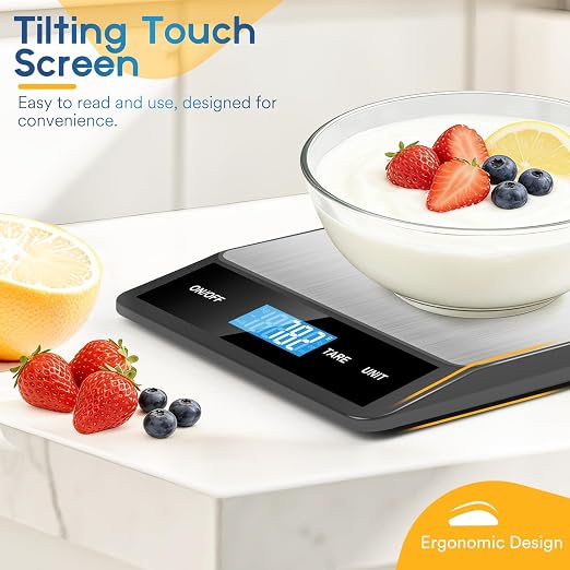 Zivacate Digital Kitchen Scales - Food Scale 15kg/33lb, 1g/0.05oz Precision, 6 Units with Tare Function, Stainless Steel, LCD Display, for Office, School, Home, Baking, Cooking (Battery Not Included)