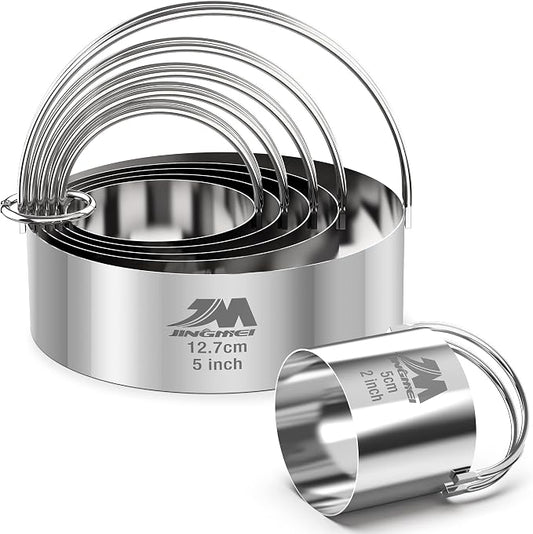 Biscuit Cutter Set for baking 2inch 2.5inch 3inch 3.5inch 4inch 5inch large size Round Cookies Cutter with Handle Professional Baking Dough Tools 6pcs set