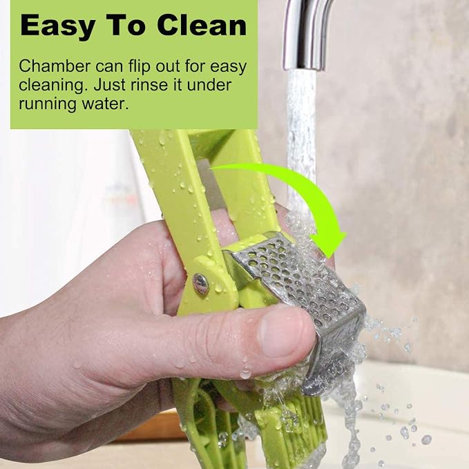 Garlic Press, 2 in 1 Garlic Slicer and Mincer with Silicone Tube Peeler and Cleaning Brush for Garlic, Ginger, Nuts & Seeds