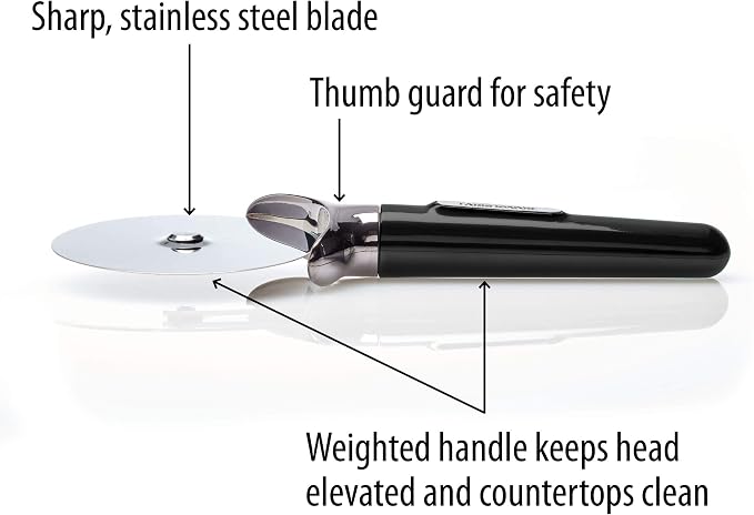 Farberware Professional Stainless Steel Pizza Cutter, 9.37-Inch, Black