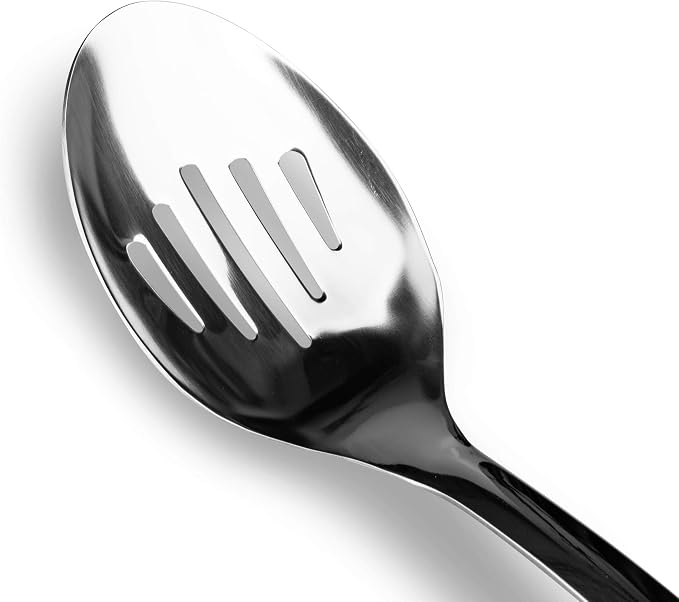 Stainless Steel Cooking Spoon, Solid Serving Spoon and Basting Spoon with Ergonomic Handle for Stirring, Mixing, Serving and Sauces, Dishwasher Safe
