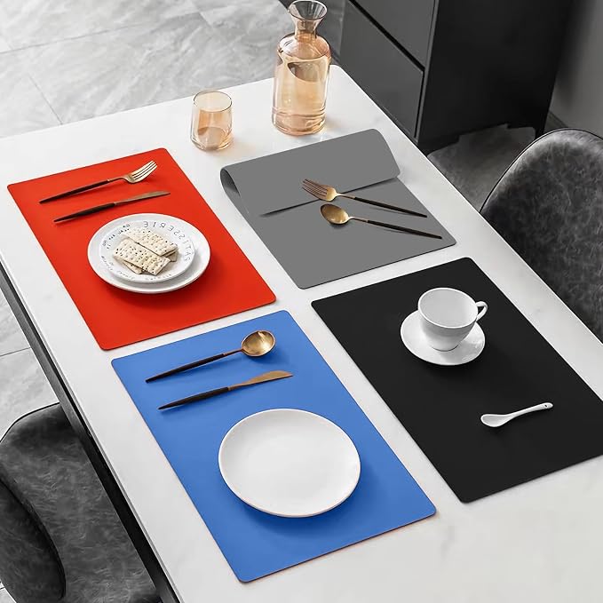 Silicone Placemats, Food-Grade Non-Slip Waterproof, Dining, Stain Resistant, Countertop Protector, Kitchen Counter Mat, Heat Resistant, Baking mat Dishwasher Safe (Gray, 1)