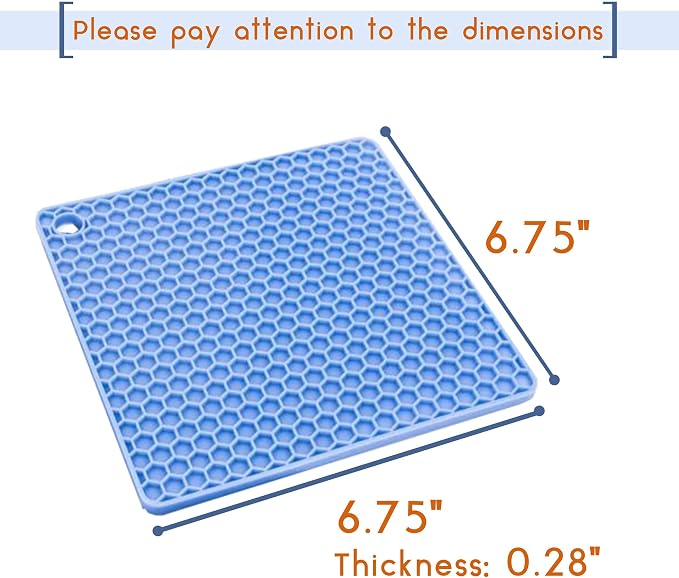 BTaT- Silicone Trivet Mats, 2 Pack, Blue, Heat & Stain Resistant | Non Slip Hot Pads Kitchen Potholders Jar Opener Spoon Holder Food Grade Silicone