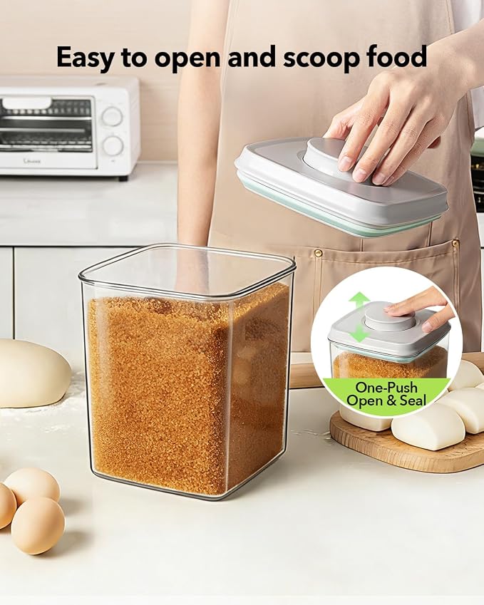 Food Storage Container Sets, 2.8 Qt *2+ 4.2 Qt *4 Airtight Canisters with Lids and 130ml Scoop, BPA-Free Plastic Pantry Containers for Flour, Sugar, Rice