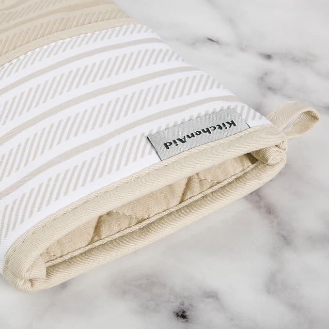 KitchenAid Albany Oven Mitt 2-Pack Set, Milkshake, 7"x13"