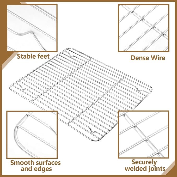 Set of 4 Baking Cooling Rack, Stainless Steel Baking Racks