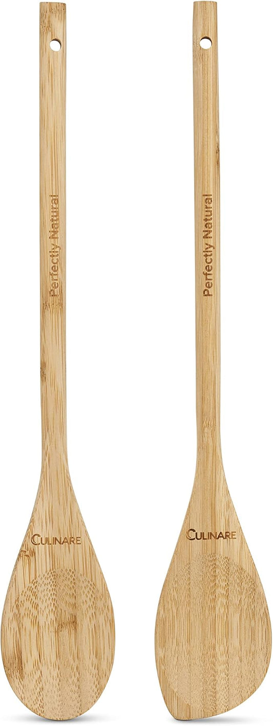 Culinare Naturals C70019 2 Piece Wooden Spoon, Sustainable Bamboo, (L) 310 mm x (W) 60 mm, Kitchen Cooking Spoon Utensils/Tools, Includes 2 x Long Wood Spoons, Not Dishwasher Safe