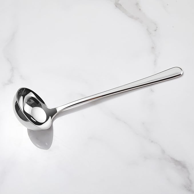 KEAWELL Premium 11" Verona Small Soup Ladle, 18/10 Stainless Steel, Heavy-Duty Construction, High-Polished Finish, Ergonomic Handle for Smooth Pouring, Dishwasher Safe (1, 11" Soup Ladle)