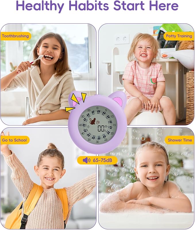 Visual Timer for Kids with Pause, Clock and Alarm Function, 299 min Cute Cat Desk Countdown Timer, ADHD Autism Toddler Support, Girl Timer for Kitchen, Office and Classroom