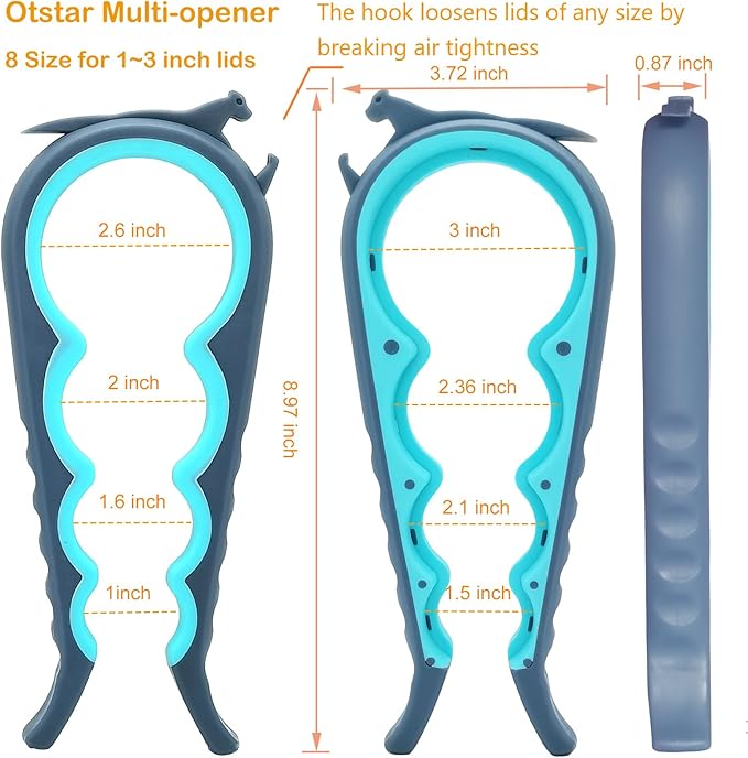 Otstar Jar Opener & Bottle Opener for Seniors with Arthritis, Weak Hands | Adjustable Lid Opener Effortlessly Opens Jars, Bottles & Pop-Top Cans, Great for Senior Parents, Grandparents, or Loved Ones