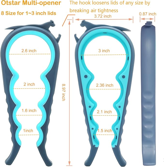 Jar Opener for Weak Hands, 5 in 1 Bottle Opener for Seniors with arthritis | Multifunctional Adjustable Lid Opener with Non-Slip Rubber Gripper Pad – Effortlessly Opens Jars, Bottles & Pop-Top Cans