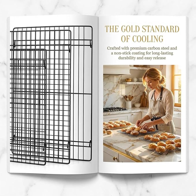 Collapsible Cooling Rack, Stainless Steel Rack for Cookie Baking (3-TIER) | Wire Cooling Rack for Baking, Cookies, Cake, Fruit, Bread,Roasting, Grilling, Drying Rack, Dishwasher Safe