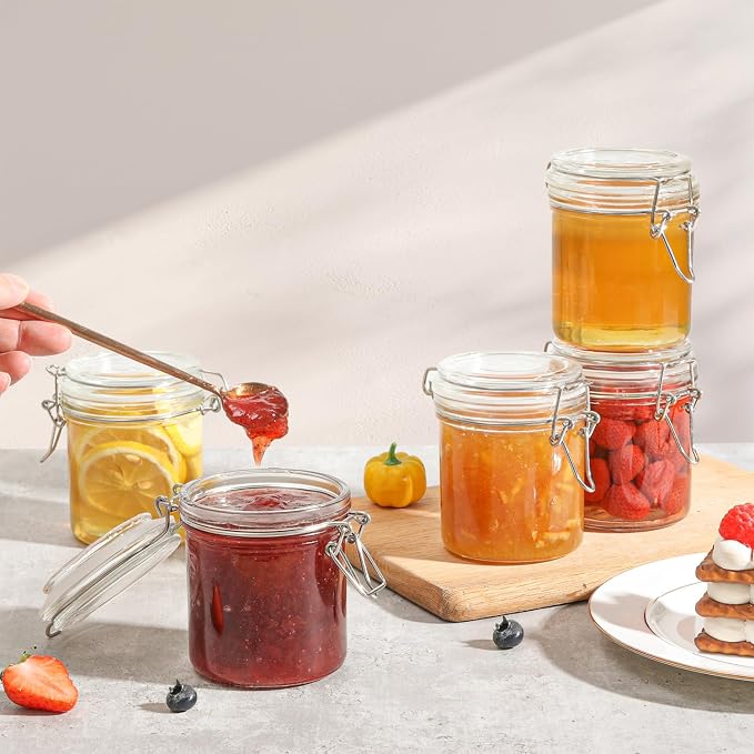 ComSaf Small 8 oz Glass Jars with Airtight Lids 12 Pack Jam Pantry | Jelly jars, Sourdough discard, Spices crafts, Pantry organization, Small size, Kitchen cabinet storage, Sourdough starter
