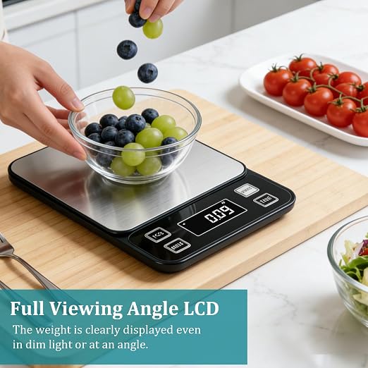 Kitchen Scale 11lb, Waterproof Digital Food Scale with Type-C Charging & Batteries, High Precision Gram and Ounces Scale, 304 Stainless Steel for Weight Cooking, Baking