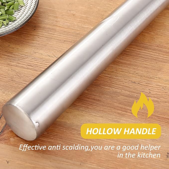 Cabilock 17.12 Inch Thickened Stainless Steel Skimmer Spoon Fine Mesh Wire Oil Strainer Multi-Functional Kitchen Gadget for Frying Boiling Draining Vegetables Seafood Pasta