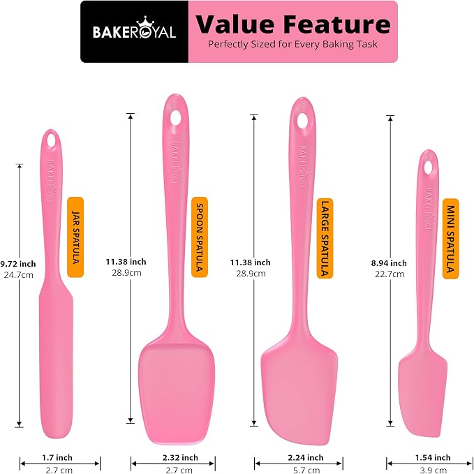 BakeRoyal Silicone Spatulas Set - Pink