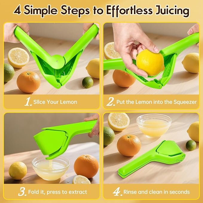Manual Lemon Squeezer, Hand Lemon Squeezer, Durability and longevity, Easy to Use & Dishwasher Safe, Lemon Juicer, Citrus Juicer, Lemon Juicer Squeezer to Squeeze Lemons, Green, HomeyVenture