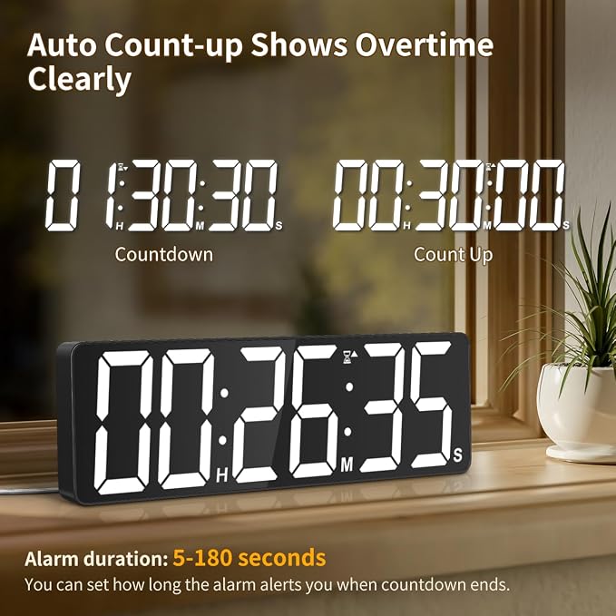 VOCOO 15.7" Large Digital Wall Timer with 99H Countdown, Count Up, Clock and Remote Control, 18 Colors RGB Wall Clock for Office, Home Decor, Kitchen, Living Room, Gym, Classroom