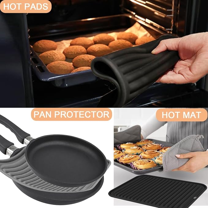 Extra Large Silicone Trivets for Hot Pots and Pans 16x12 Inch, Heat Resistant Hot Pads for Countertops, Hot Dishes, Pot Holders for Kitchen, 1 Piece, Black